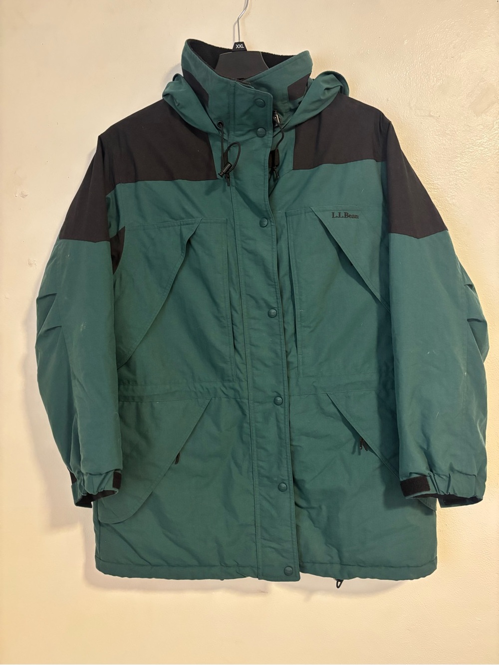 L.L. Bean Teal and Black Jacket with Hood